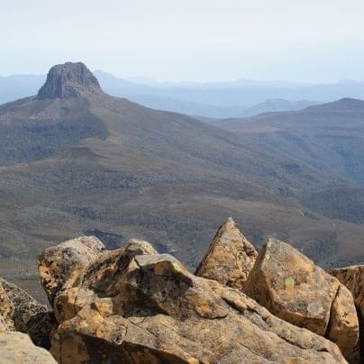Landscape view of mountains near Cradle Mountain Hotel 