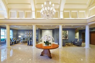 Spacious lobby lounge area at Trianon Bonita Bay