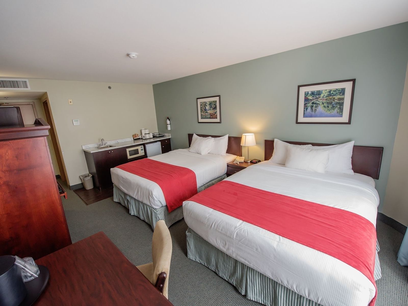 two beds in hotel room