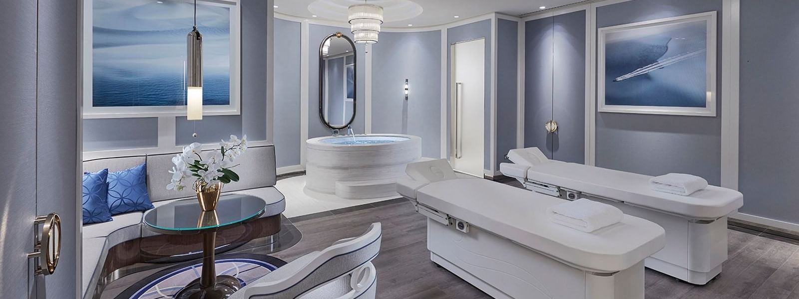 Bathtub & treatment beds in Spa center at Crown Hotel Perth