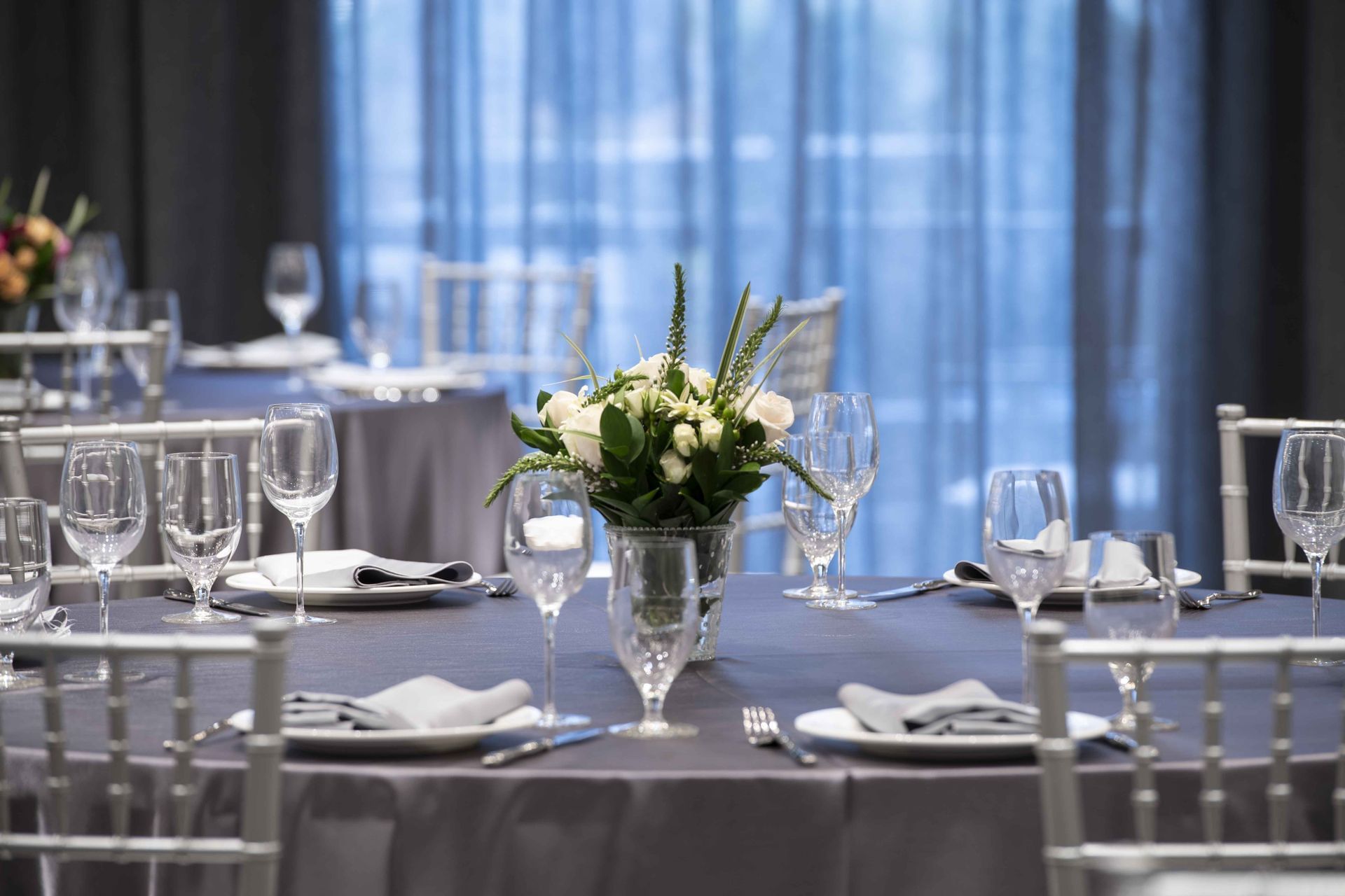 silverware and glasses on a table