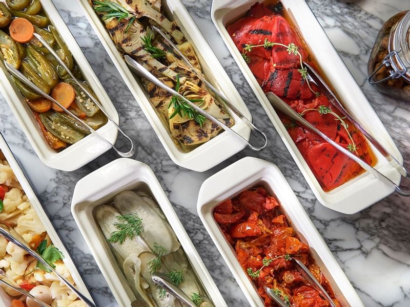 Served dishes in an Epicurean restaurant at Crown Hotel Perth