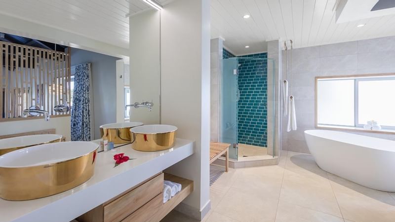 Interior of the Overwater Villas Bathroom at Warwick Le Lagon