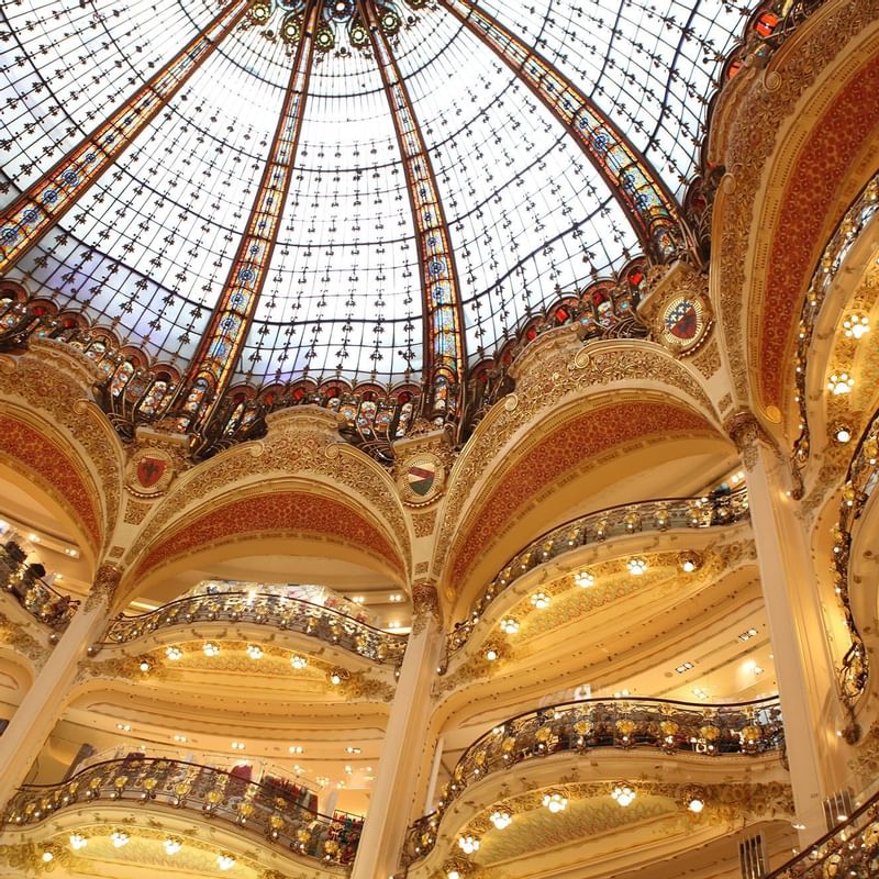 Galeries Lafayette ceiling near Hôtel Westminster - Paris