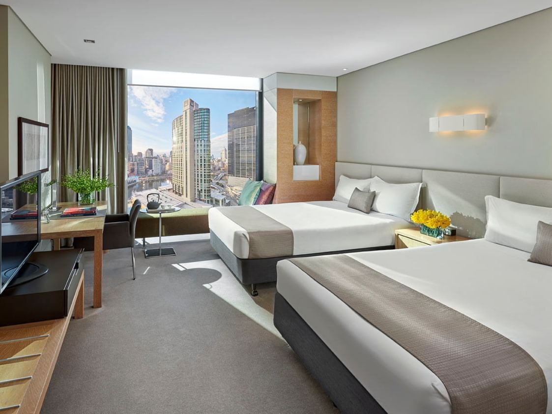 Two beds in Standard Twin Room at Crown Promenade Melbourne