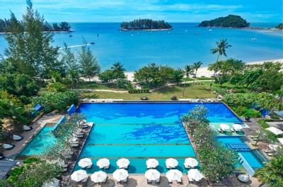 Aerial view of large pool by the beach at The Danna Langkawi