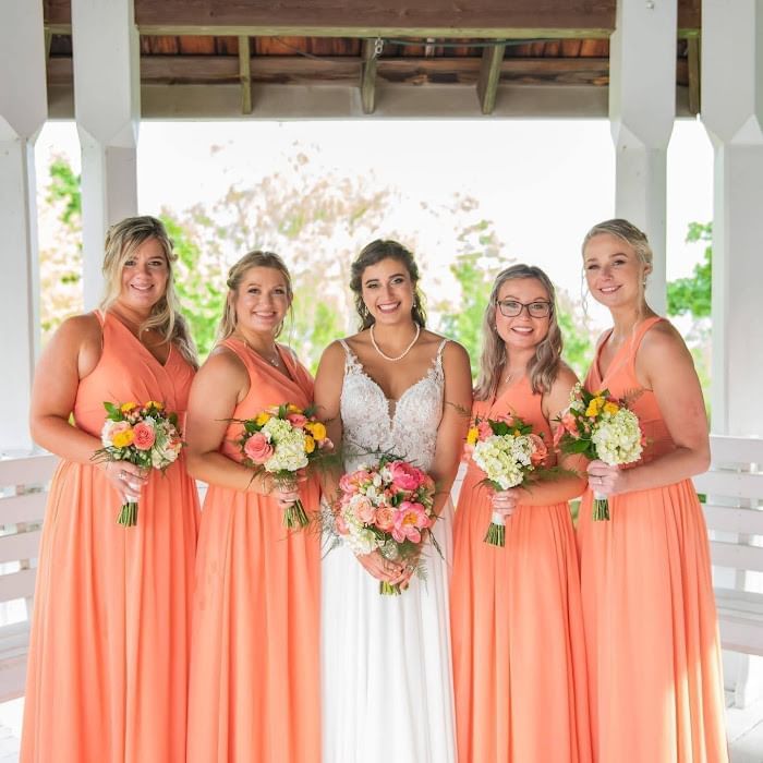 Portrait of the bride and bridesmaids at Wolfeboro Inn