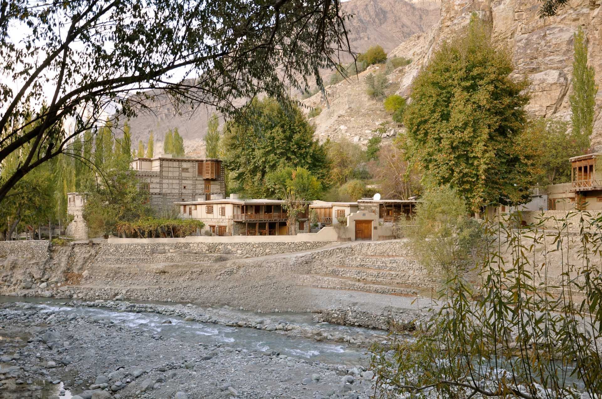 A distant view of the Hotel at Shigar Fort Residence