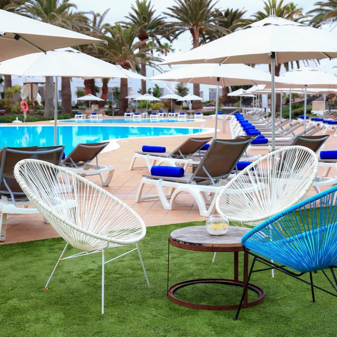 Sunbeds & lounges by the pool at Labranda Corralejo Village