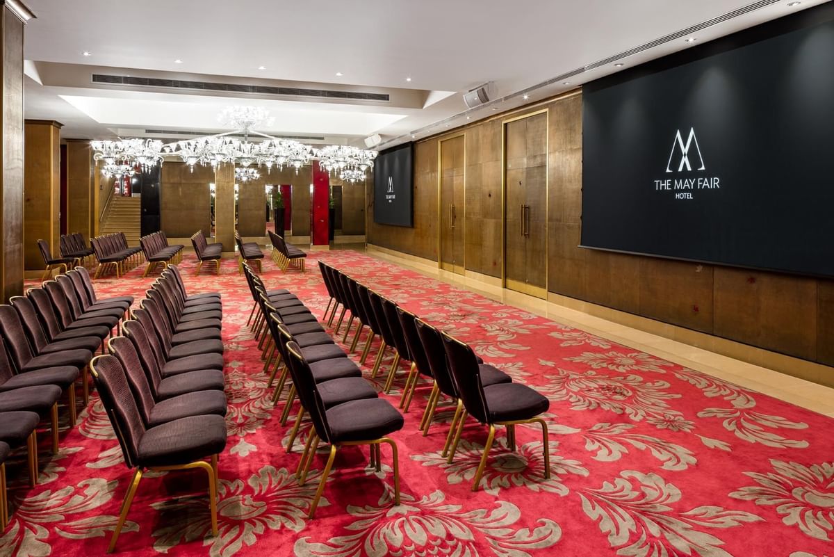 Chair setting in Crystal Theatre at May Fair Hotel London