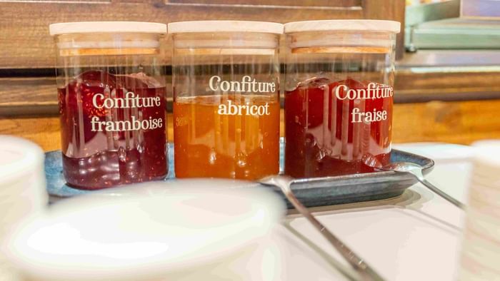 3-types of Marmalade in a restaurant at The Originals Hotels