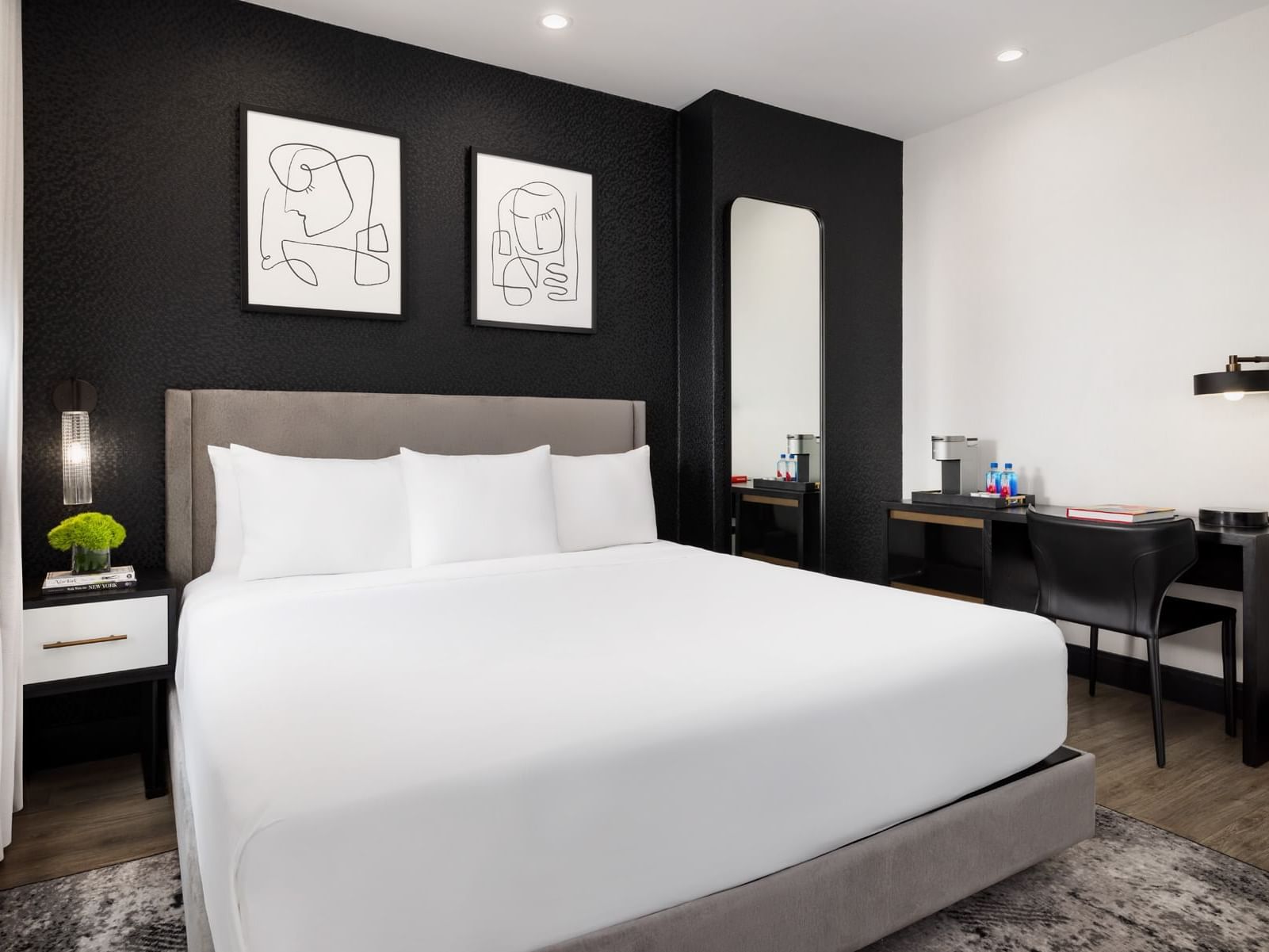 Luxury modern Loft with Terrace bedroom at ArtHouse Hotel in New York City.