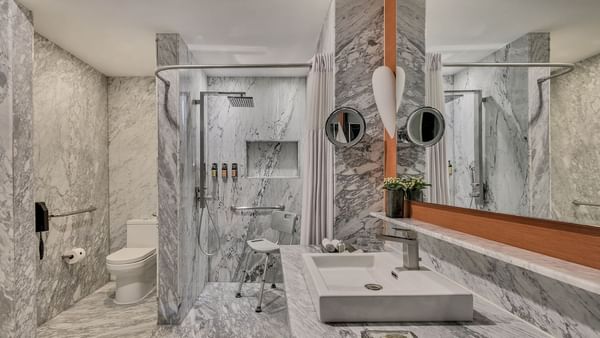 Modern bathroom of Accessible Room at Grand Fiesta Americana