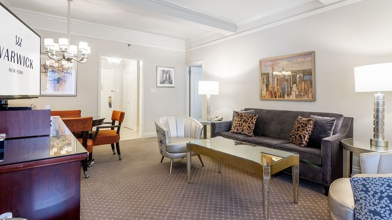 Living area in Premier City View Suite at Warwick New York