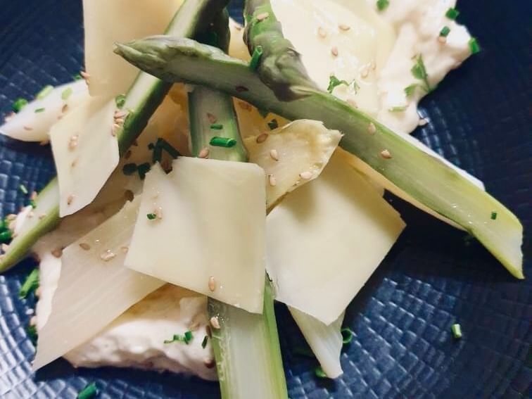 Asparagus & cheese slices dish served at The Originals Hotels