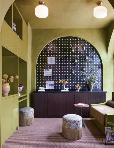 Reception wall art and decor with seatings at Esme Miami Beach