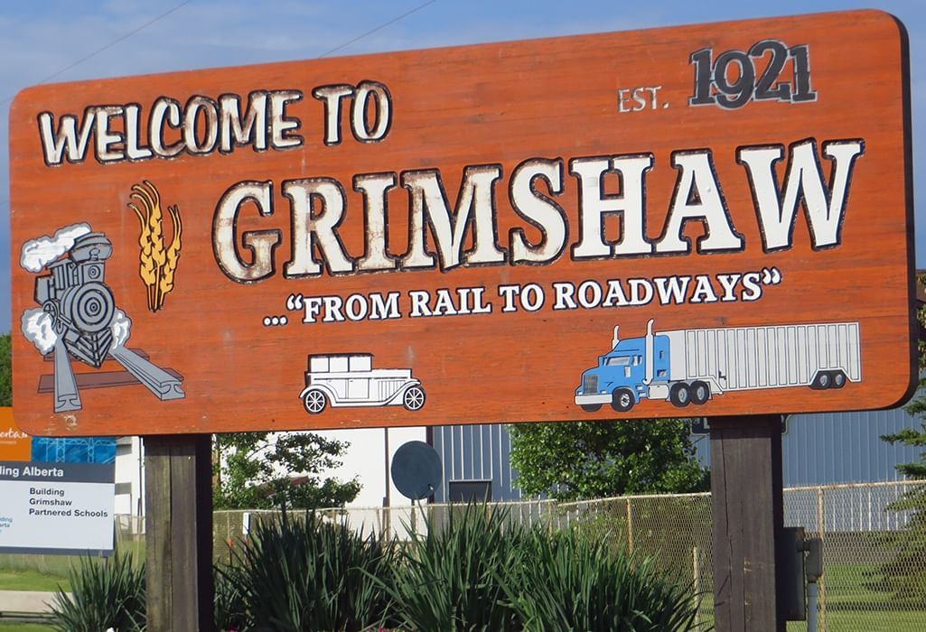 welcome to grimshaw sign