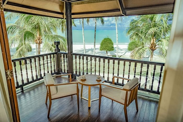 Balcony area in Seaview at Pelangi Beach Resort & Spa