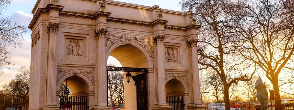 Exterior view of Marble Arch entrance near The Londoner Hotel