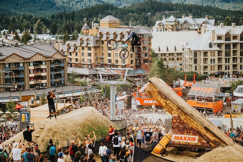 Aerial view of Crank Worx event near Blackcomb Springs Suites 