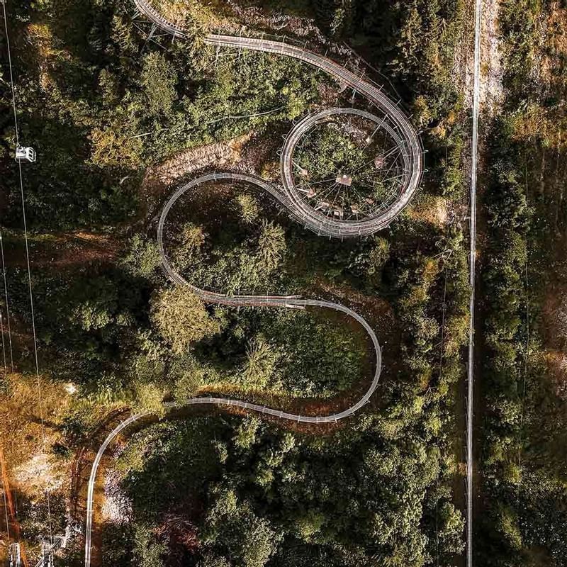 Bird's-eye view of the Toboggan track at Falkensteiner Hotels