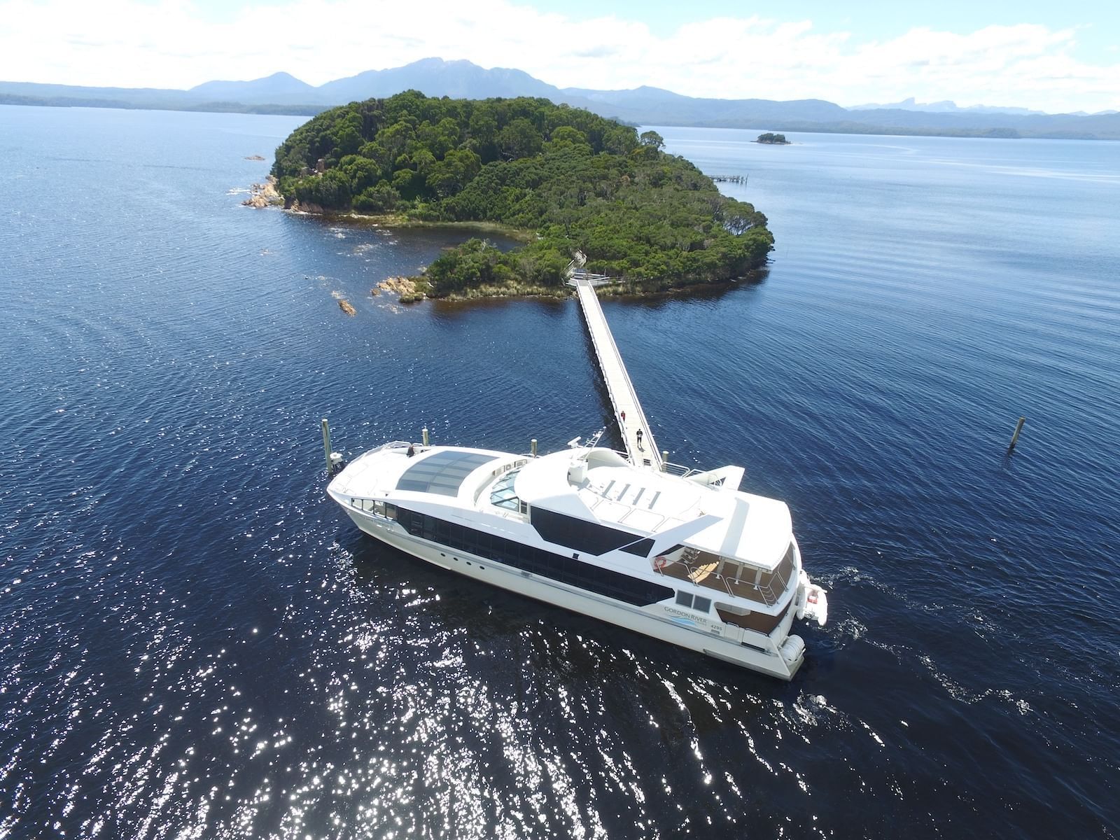 A vessel by the Sarah Island near Gordon River Cruise