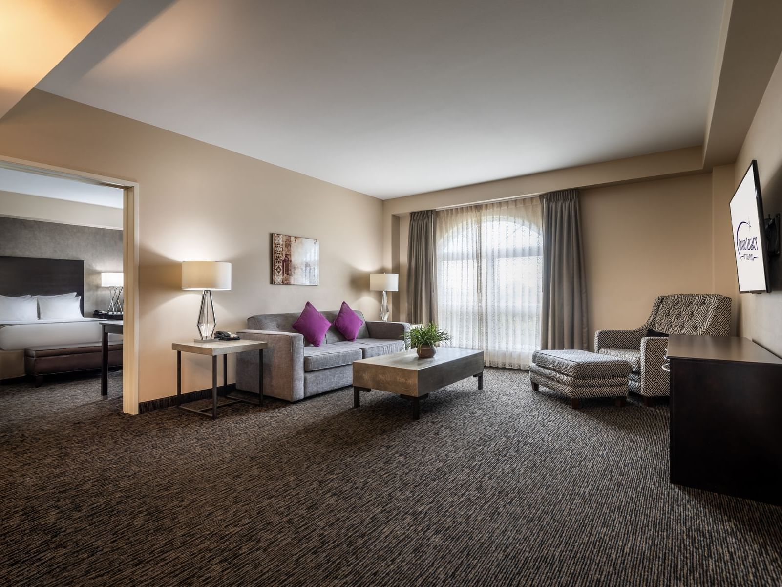 Legacy suite living room at Grand Legacy at The Park Anaheim.