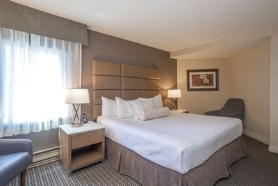 Comfy bed in hotel room