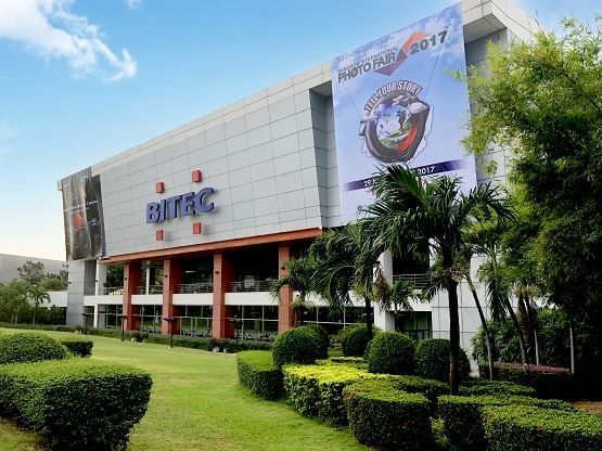 Exterior of BITEC building near Hop Inn Hotel