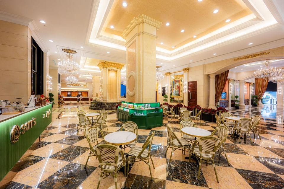 Sam's x Majestic Restaurant featuring marble floors, and chandeliers at Grand Emperor Hotel, The Best restaurant in Macau