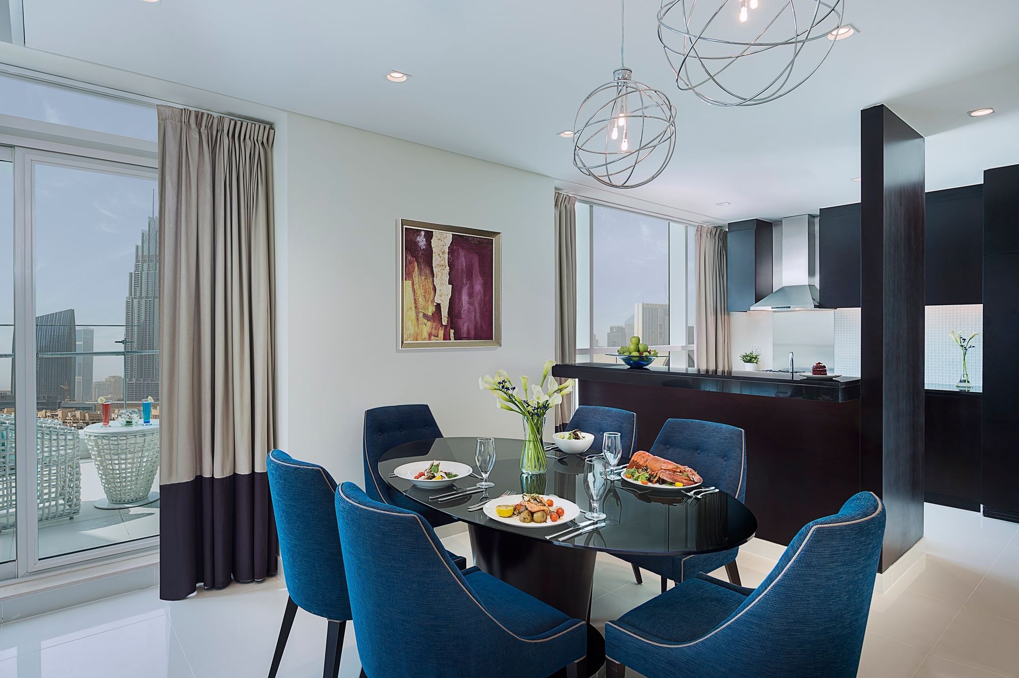 Dining area at Three Bedroom suites Gym at DAMAC Maison Distinction