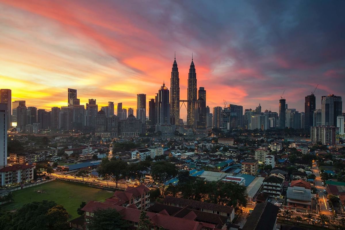 Aerial view of the downtown city near Sunway Putra Hotel