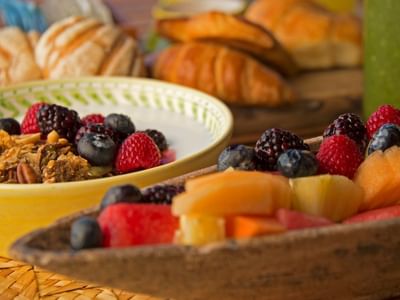 Close-up of fruits & nuts served at Cala de Mar