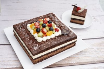 Close-up of Chocolate fruit cake at Hanoi Daewoo Hotel
