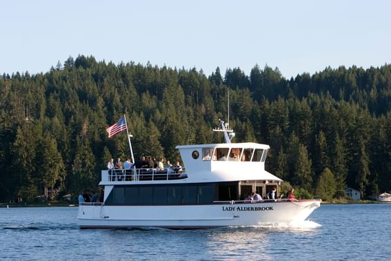 Caven boat on canal at Alderbrook Resort & Spa