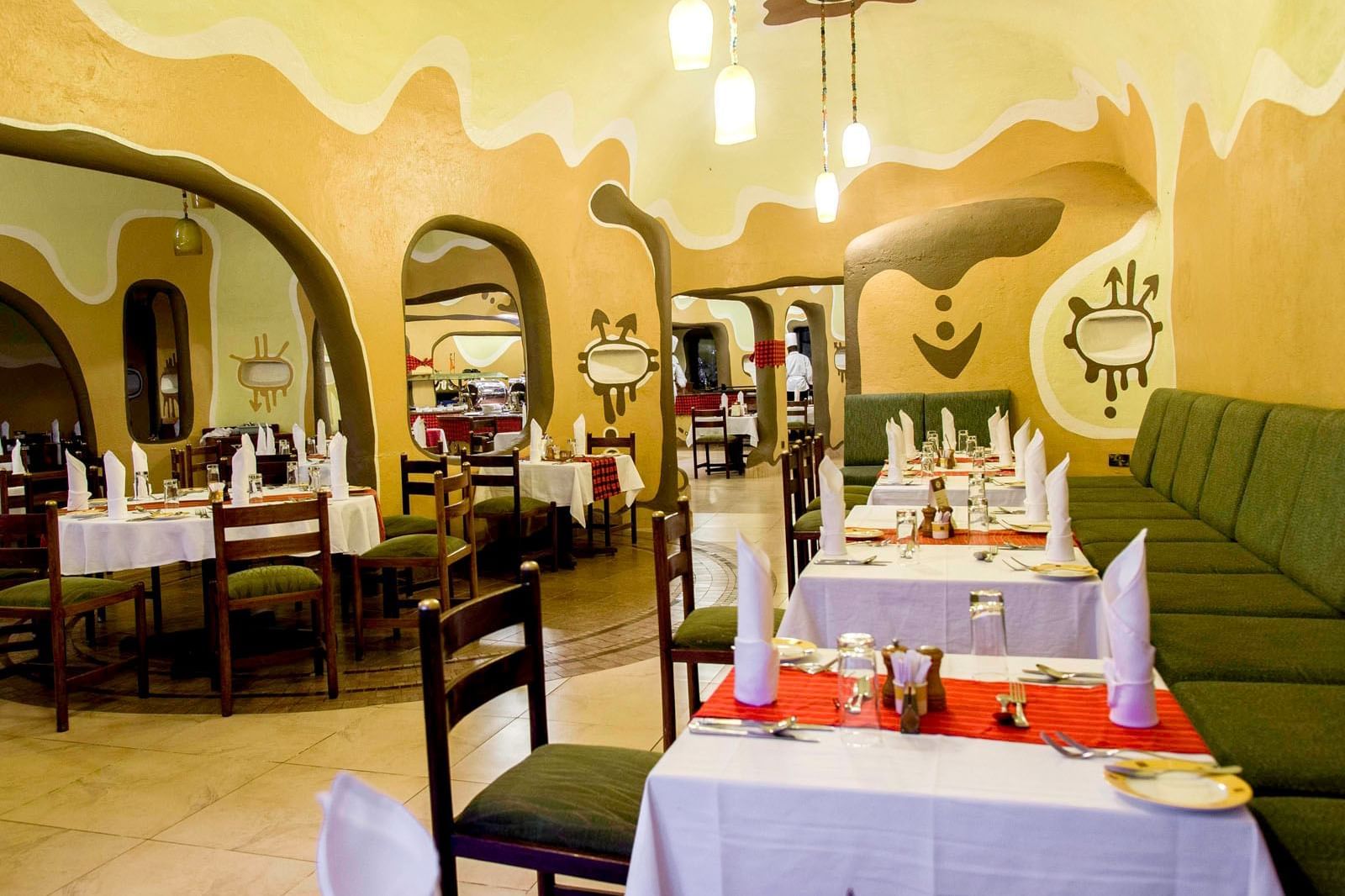 Arranged tables in Main Restaurant at Mara Serena Safari Lodge