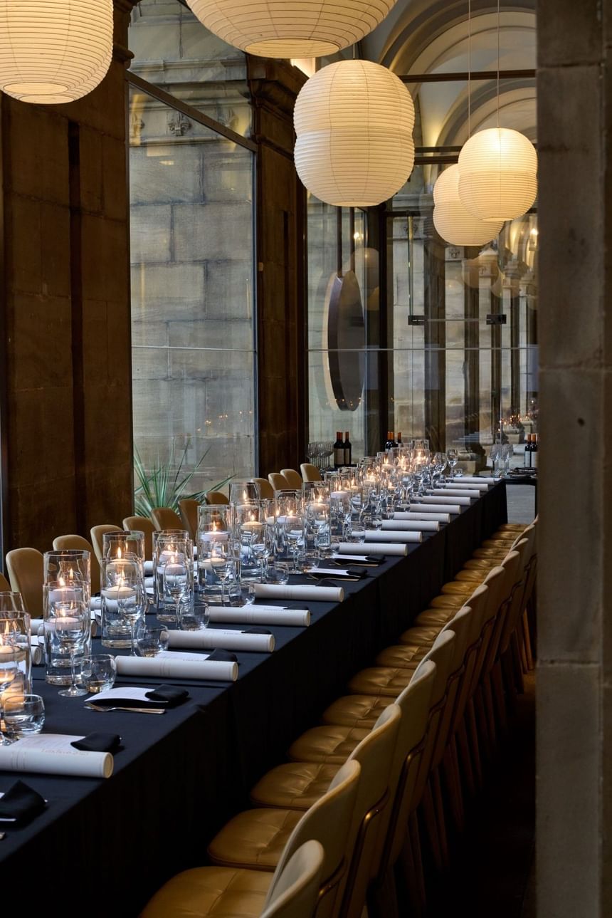 The Rikyū Lounge at Peter Street Kitchen. Semi-private dining beneath the stone arches for up to 30 guests