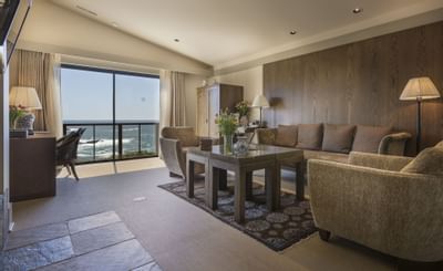 Livingroom of Ocean View with Tub at Heritage House Resort