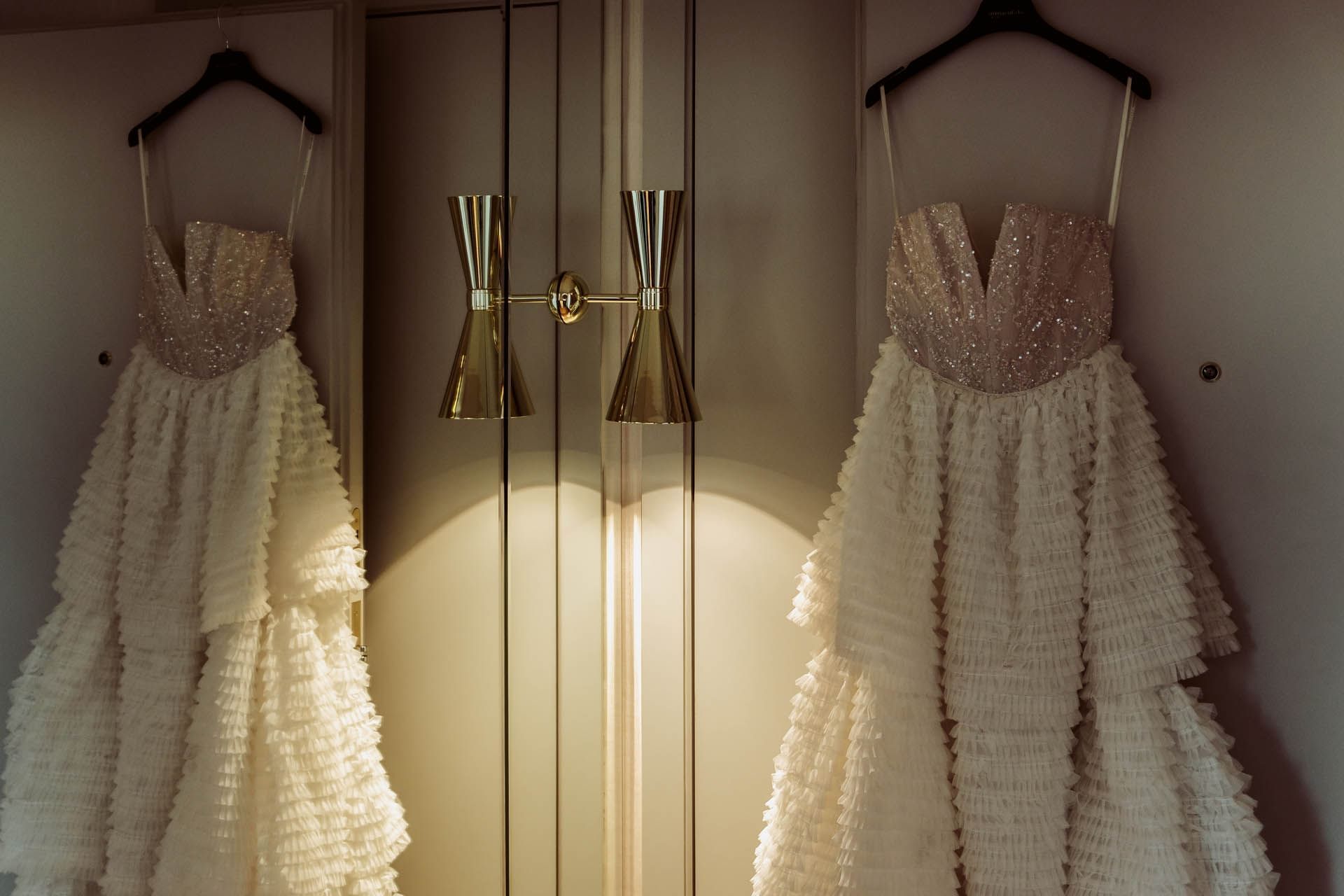 Wedding Dress in a mirror at Almanac Barcelona