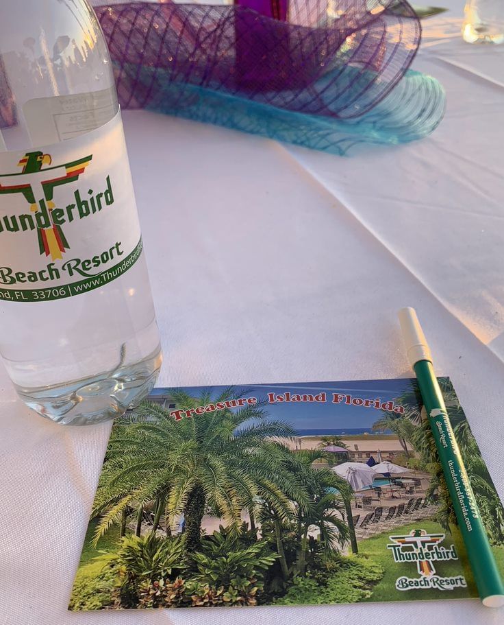 Brochure, pen & water bottle given at Thunderbird Beach Resort