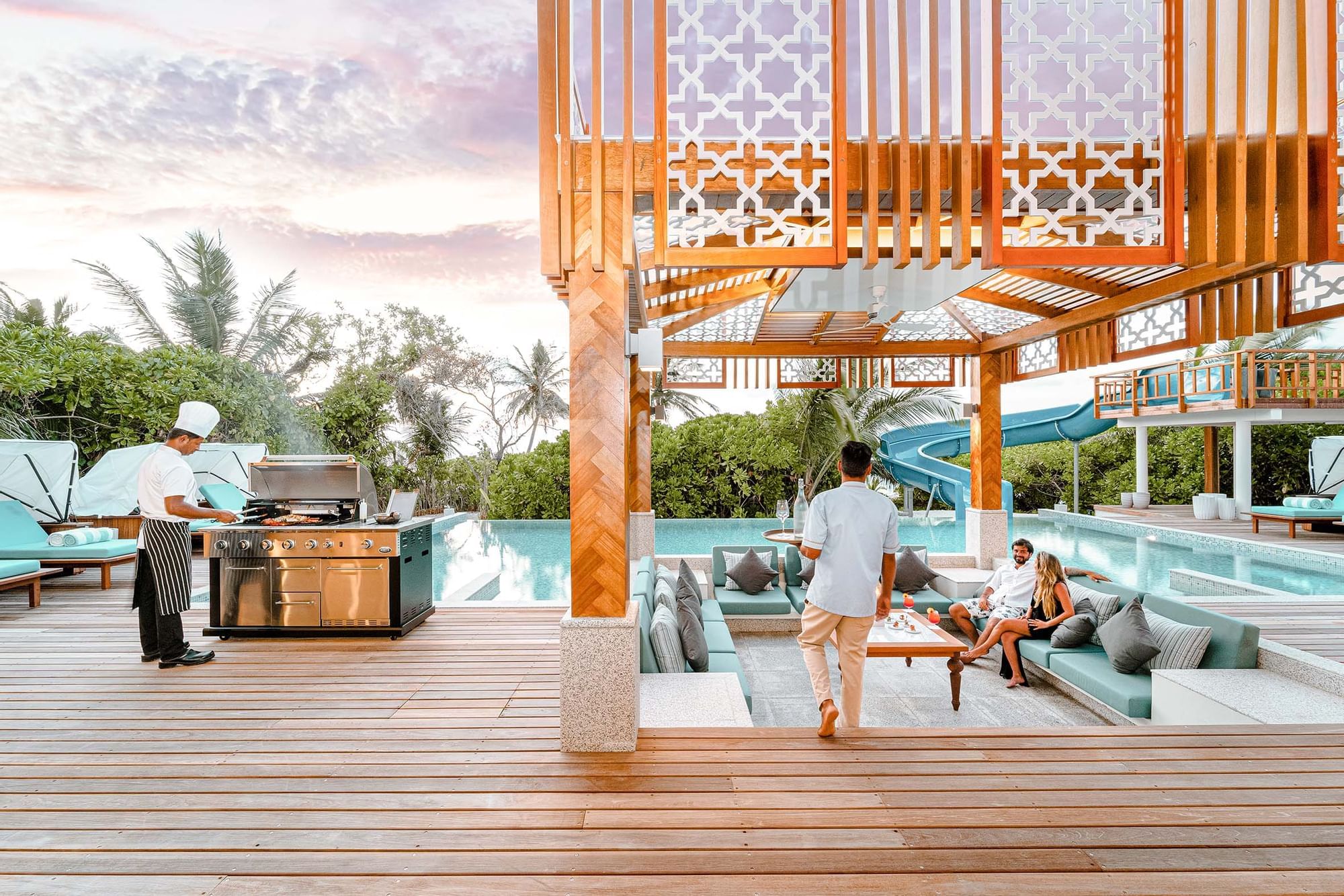 Open restaurant by the pool at The Signature Collection