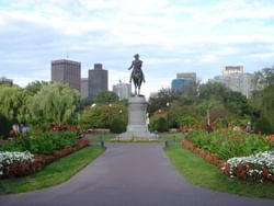 a statue in a garden