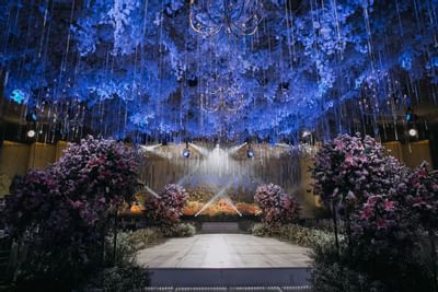 Interior of a decorated wedding hall at Vasa Hotel Surabaya