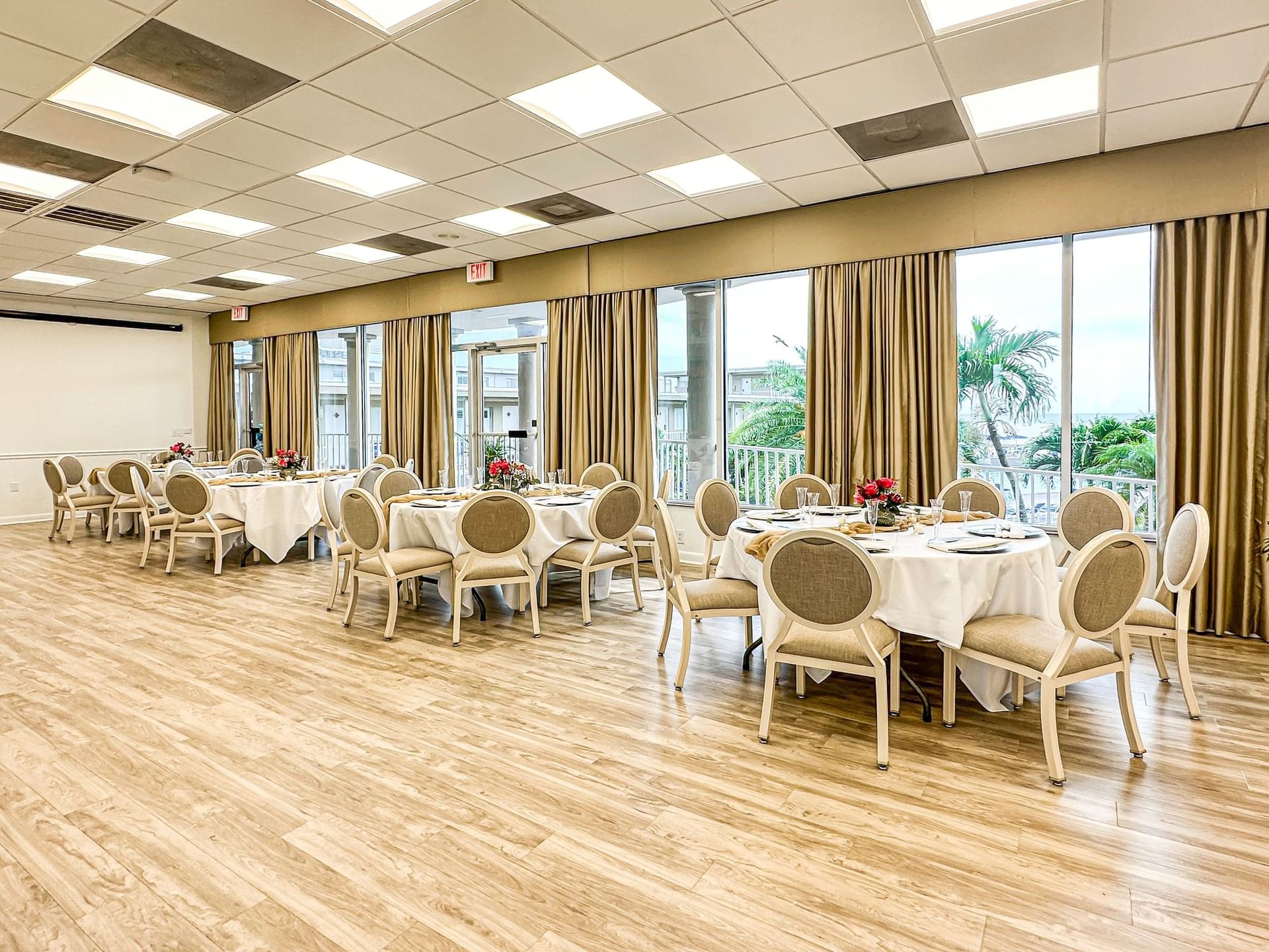 Banquet set-up in the Sunset Ballroom, Thunderbird Beach Resort