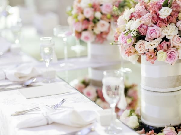 Close-up of an arranged table setting at Warwick Melrose