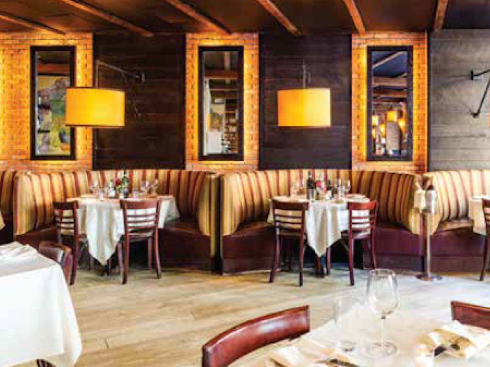 tables and booths at a restaurant