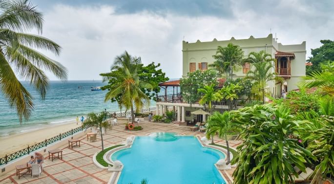 View of the Hotel swimming Pool at Zanzibar Serena Hotel