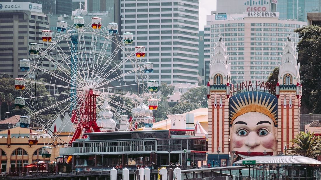 Distant view of Luna Park near Pullman Quay Grand Sydney