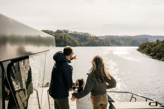 A family enjoying the view at Gordon River Cruise