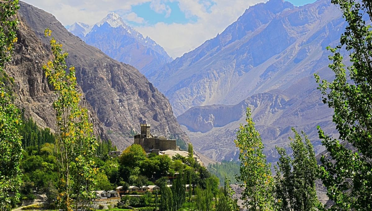 Landscape view of Hunza by mountains near Serena Altit Fort